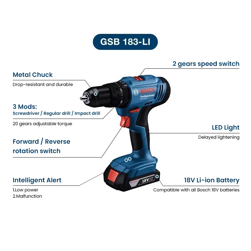 Power Tools Use - Bosch GSB183-LI Elektrische Boormachine Schroevendraaier Draadloze